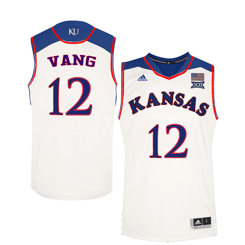 Men Kansas Jayhawks #12 Tucker Vang College Basketball Jerseys Sale-White